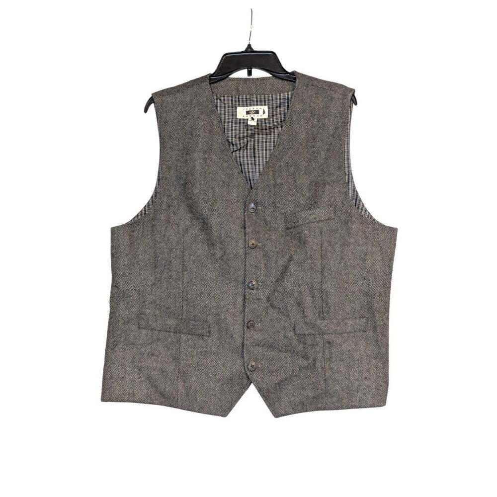 Joseph Abboud Mens Herringbone Wool Vest Gray Size XXL Button